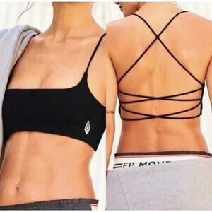 NEW Free People Movement Shuffle Bra Women's Size XS/S Black Athletic Strappy